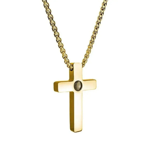 Remember Collana a croce in Acciaio personalizzata con foto - Joelite Gioielli