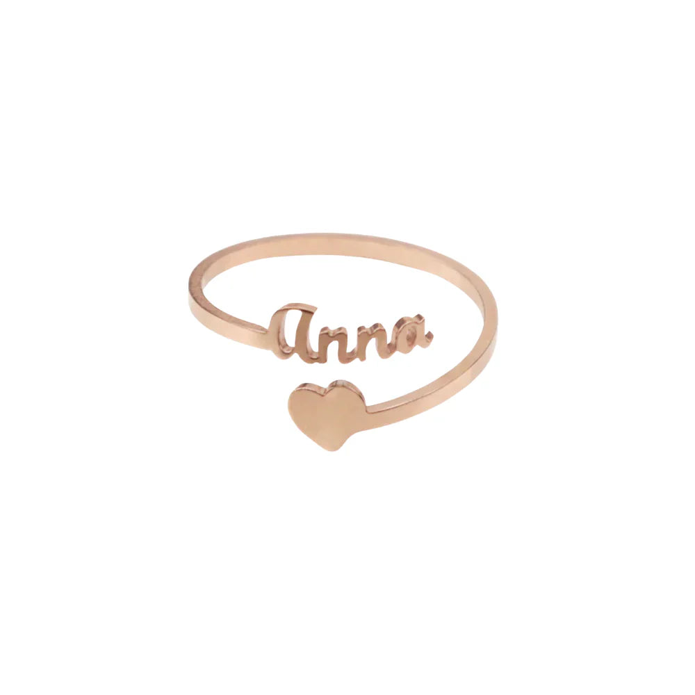Custom Name Ring - 1 name and heart / Rose gold