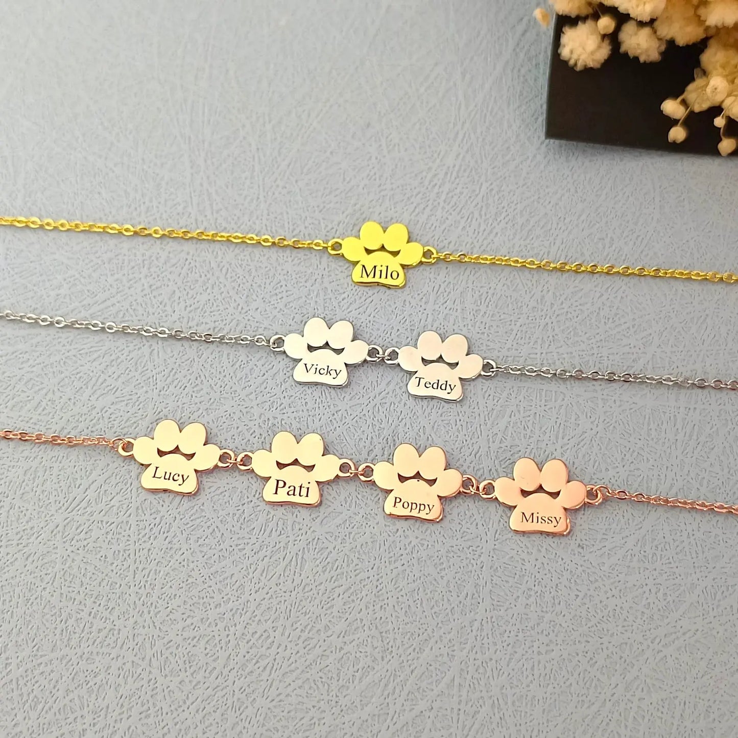 Custom Paw Name Anklet ByHeartJewelry