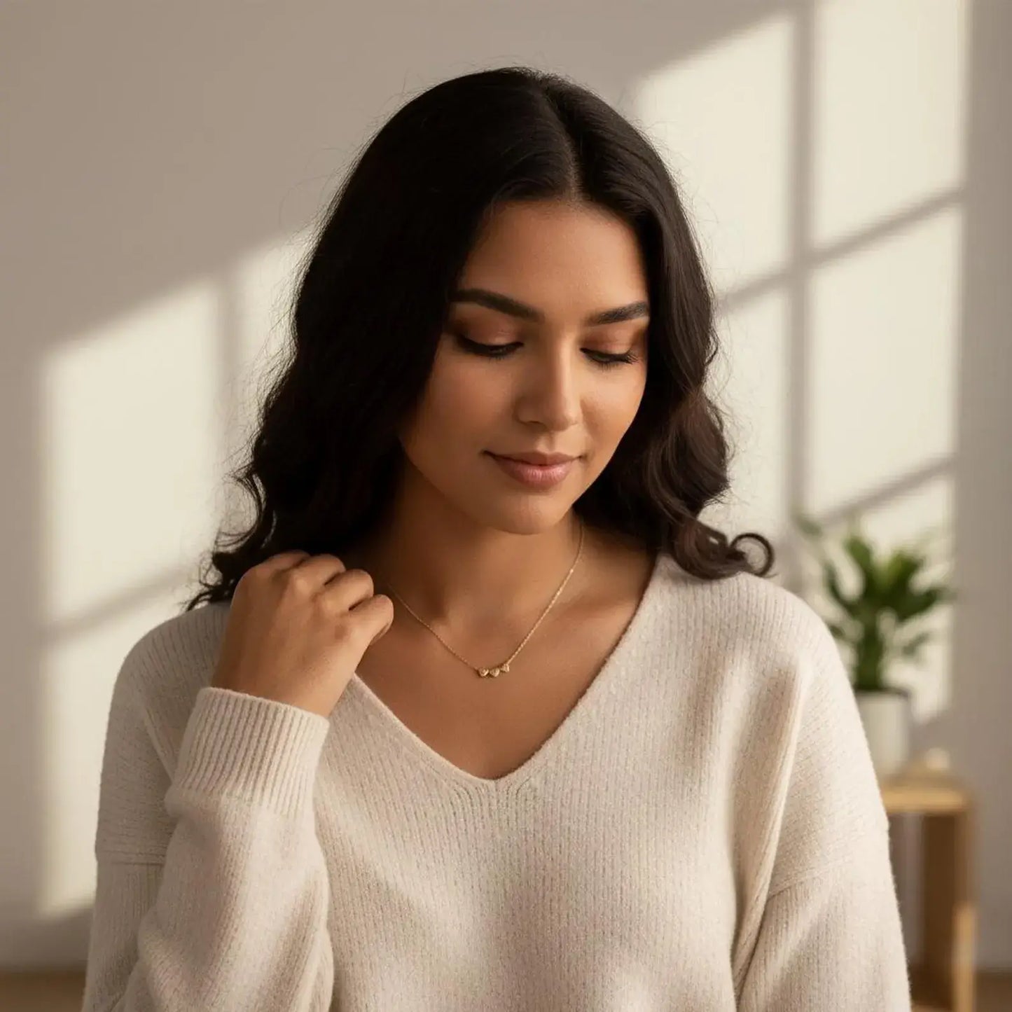 Custom Heart Initial Necklace - Gold / 7