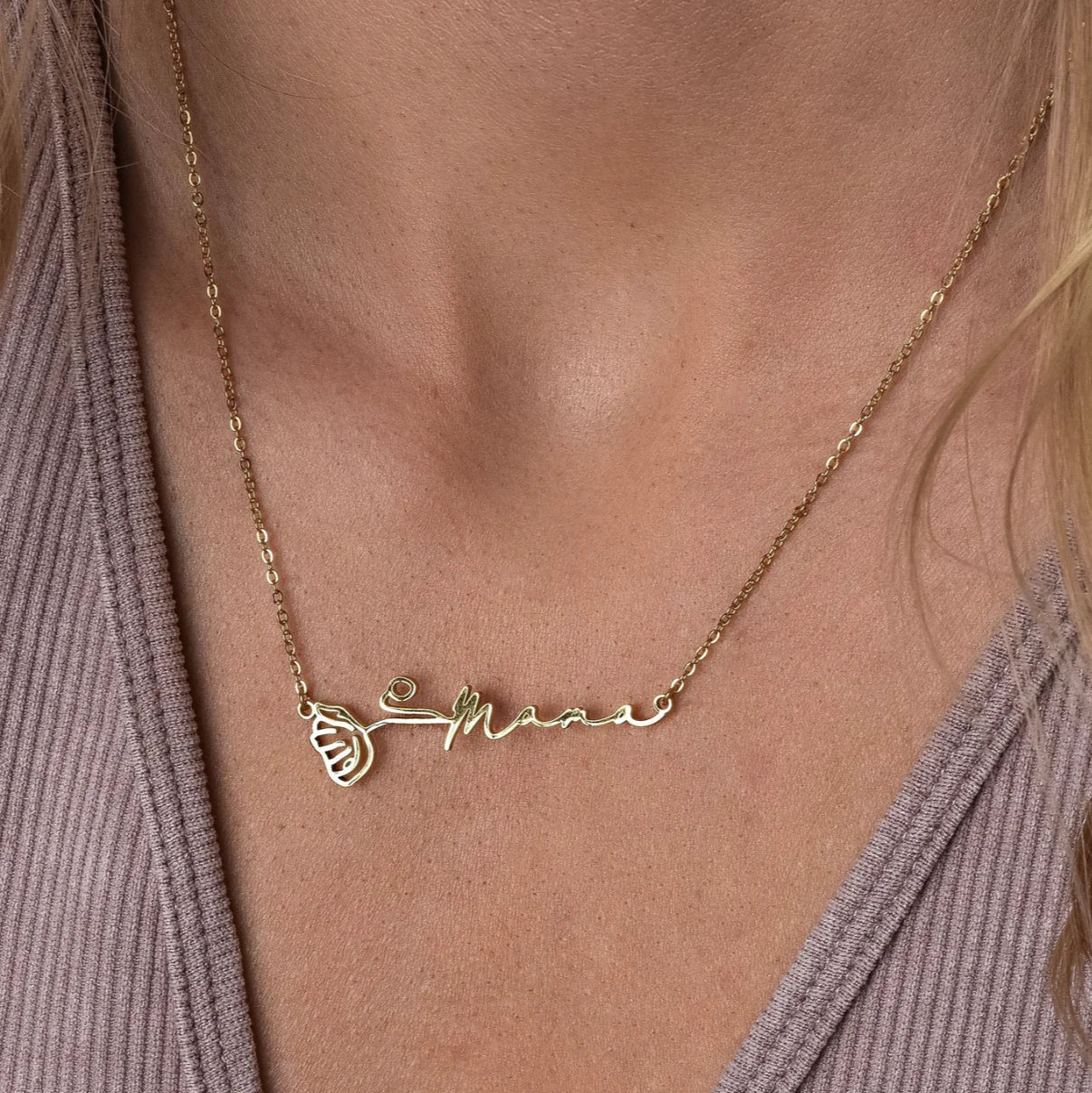 Custom Birth Flower Name Necklace - Image 8