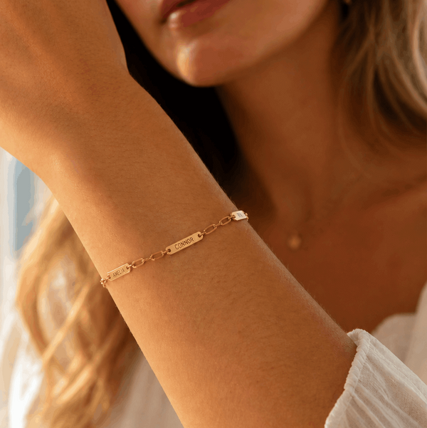 Custom Name Bar Bracelet - Gold / 4