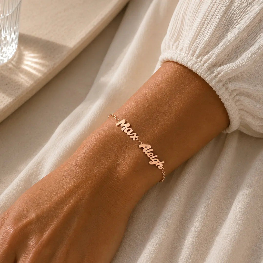 Custom Bubble Name Bracelet - Silver / 1