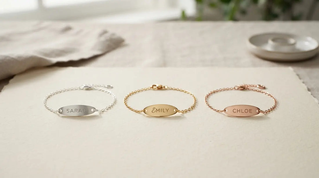 Three personalized jewelry bracelets side by side — ByHeart vs Etsy vs Amazon Handmade comparison