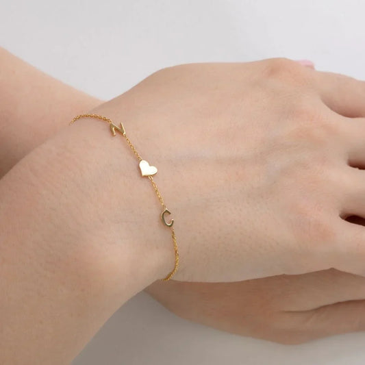 Custom Sideways Initial Bracelet - Sterling Silver / 2