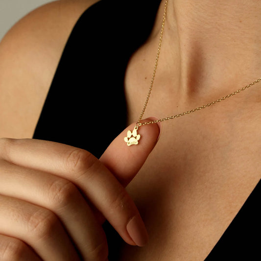 Custom Paw Name Necklace - Silver / 5