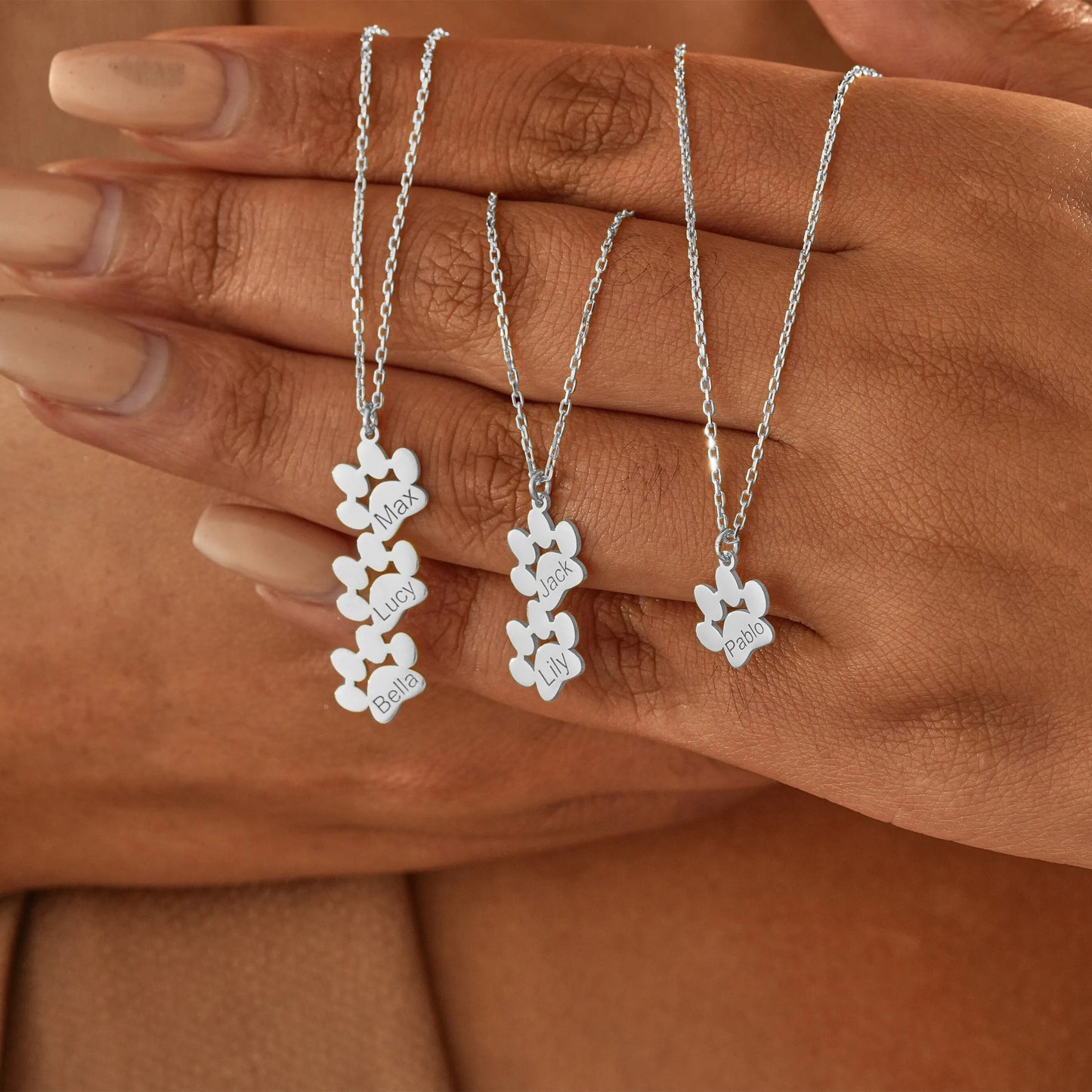 Custom Paw Name Necklace - Gold / 4