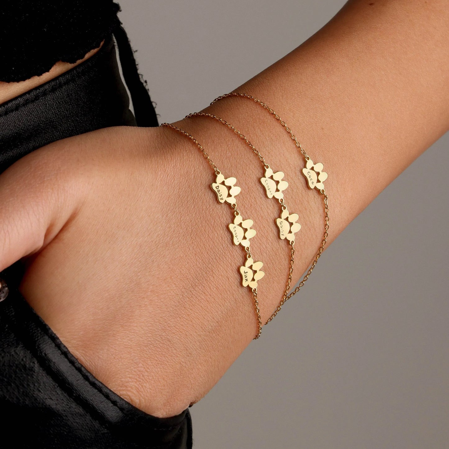 Custom Paw Name Bracelet - Gold / 4