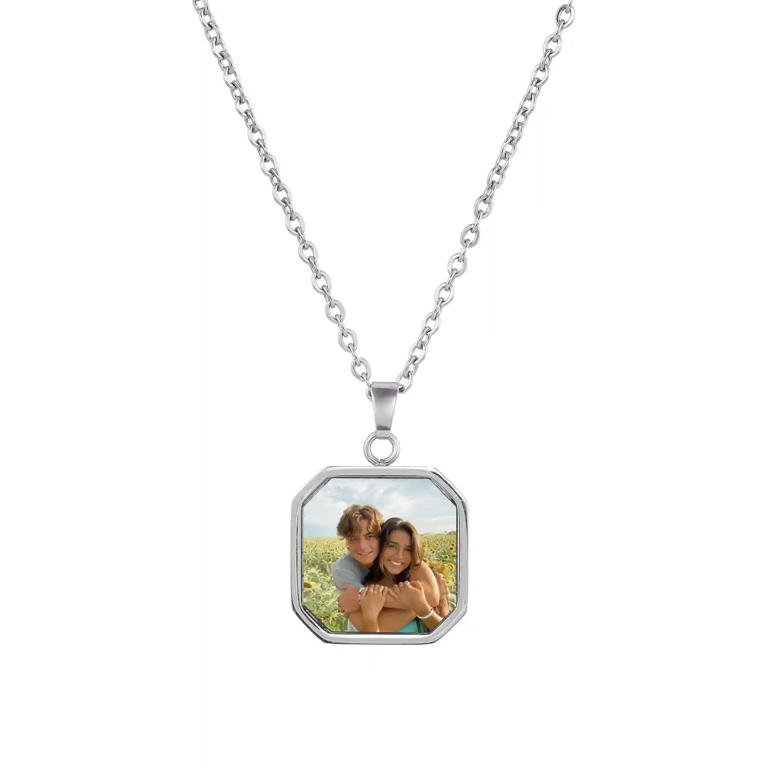 Custom Secret Photo Necklace - Silver