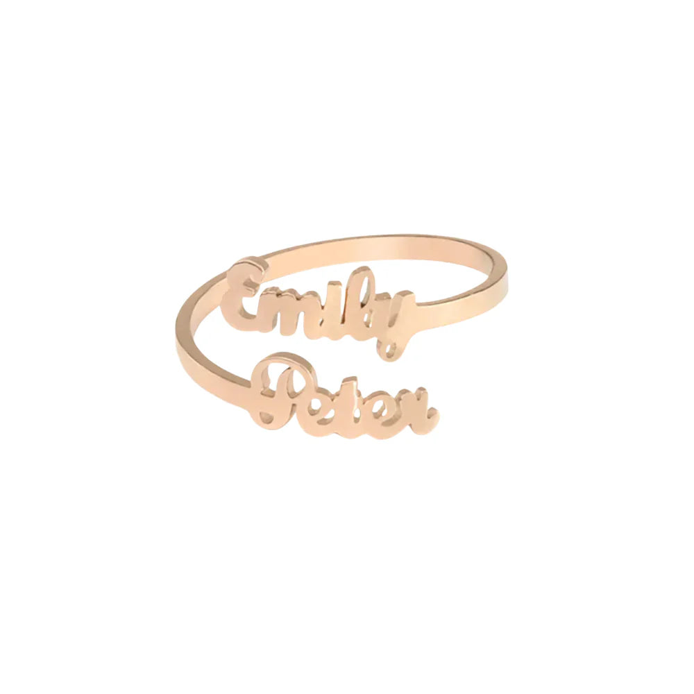 Custom Name Ring - 2 names / Rose gold