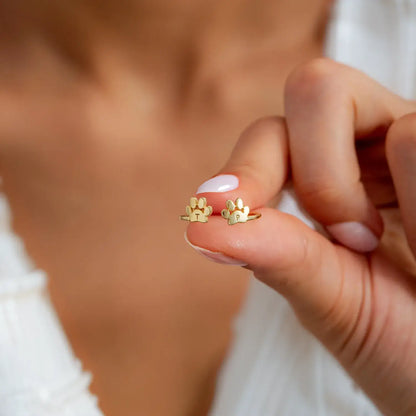 Custom Pet Initial Ring - Silver / 2 Paws