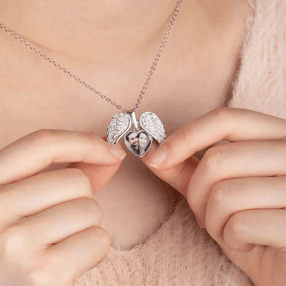 Custom Angel Photo Locket Necklace - Image 4