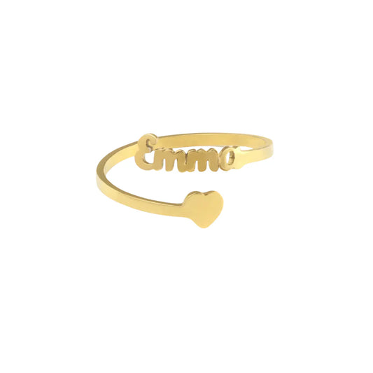 Custom Name Ring - 1 name and heart / Gold