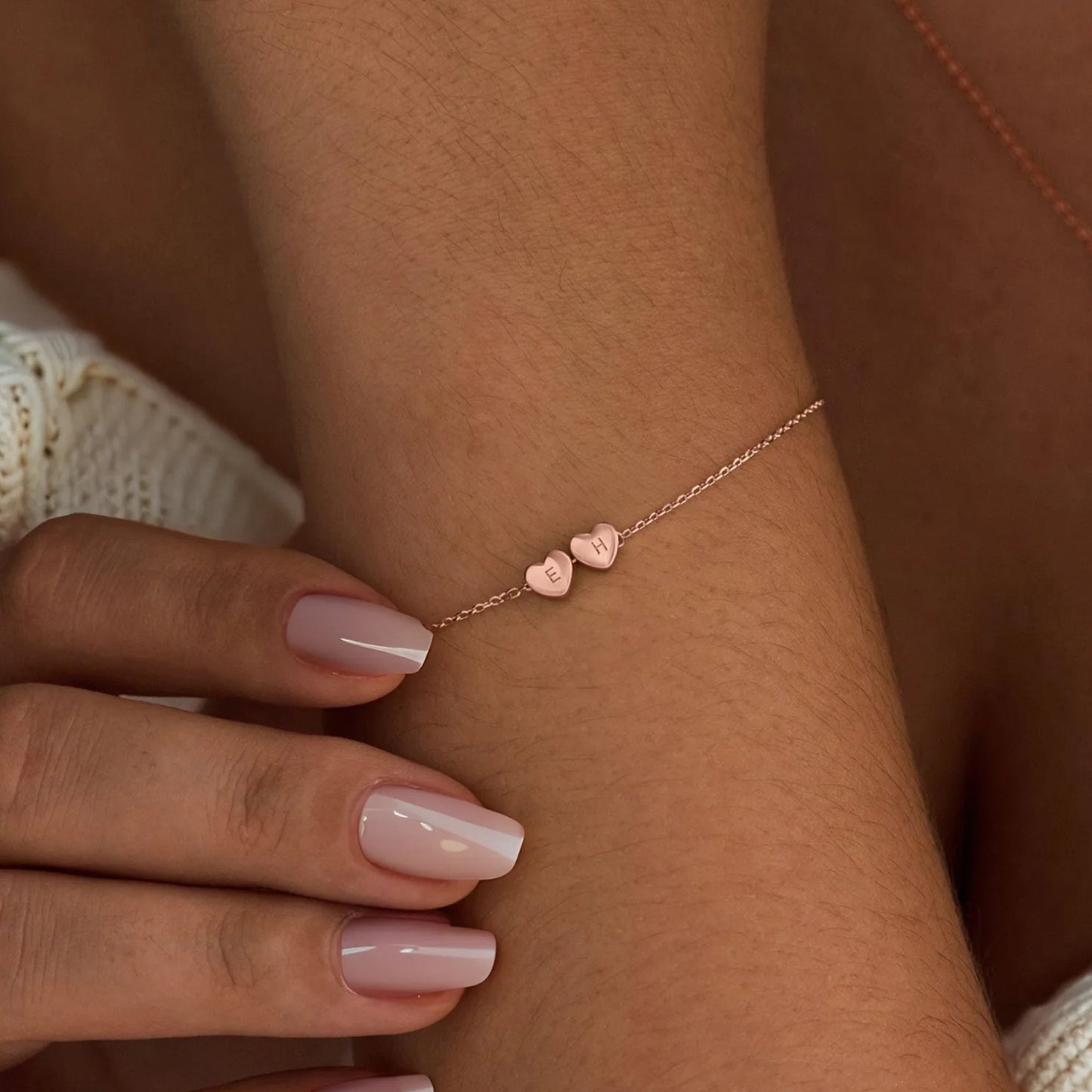 Custom Heart Initial Bracelet - Gold / 8