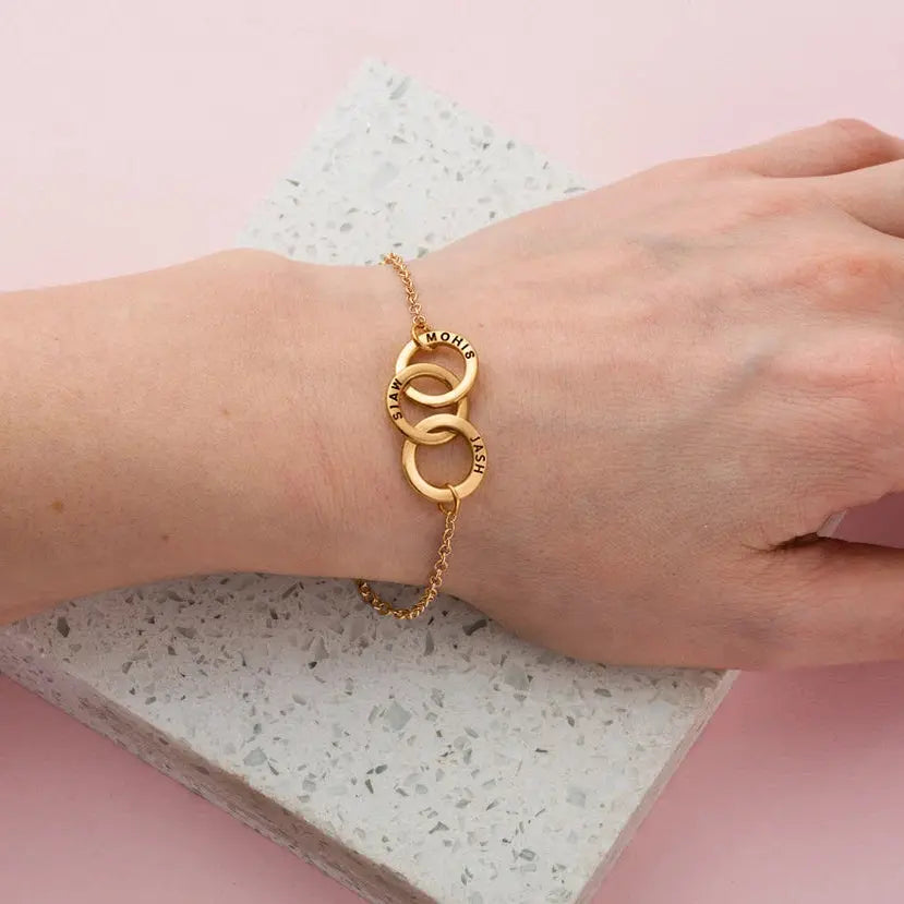 Custom Ring Name Bracelet - Gold / 3