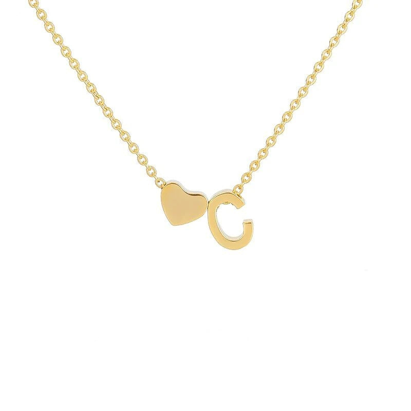 Heart Initial Necklace - ByHeartJewelry