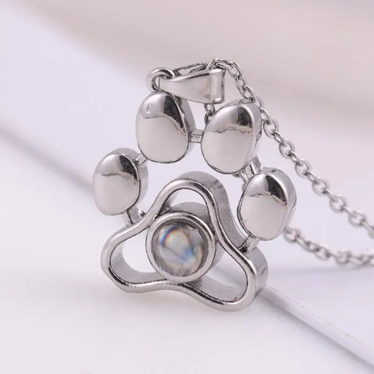 Custom Photo Projection Paw Necklace