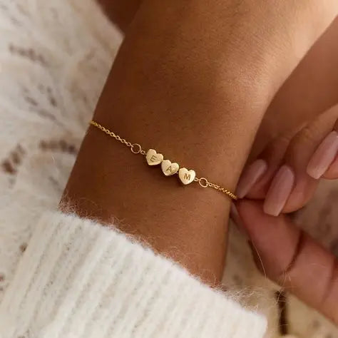 Custom Heart Initial Bracelet ByHeartJewelry