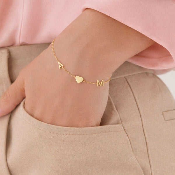 Custom Sideways Initial Bracelet ByHeartJewelry