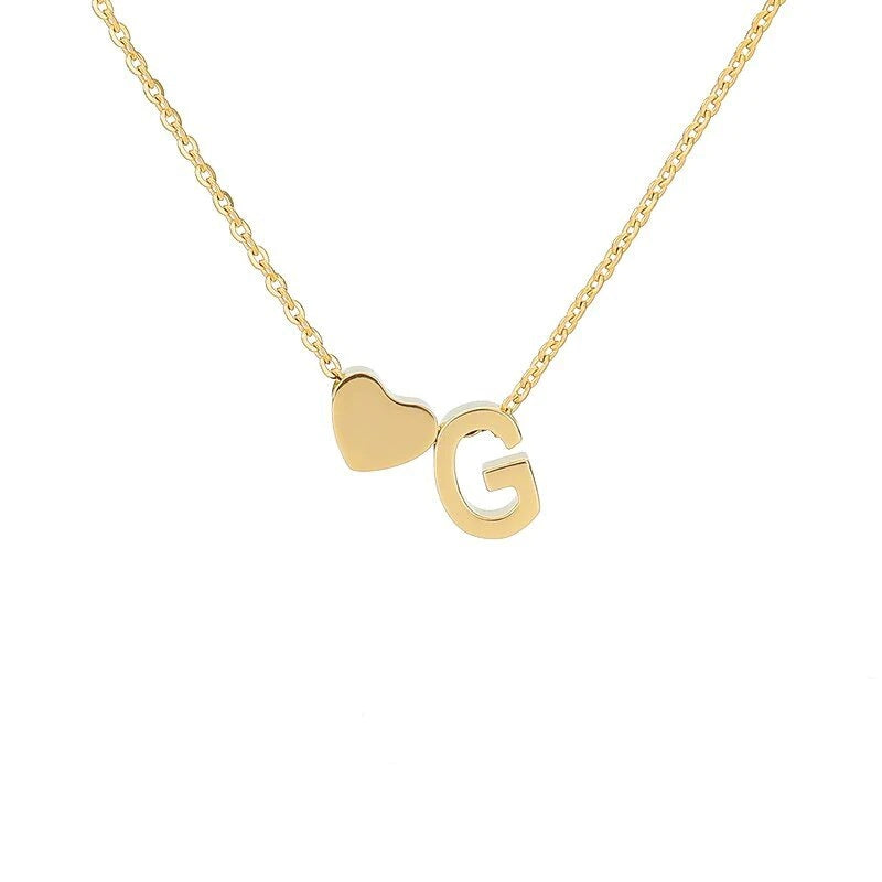 Heart Initial Necklace - ByHeartJewelry