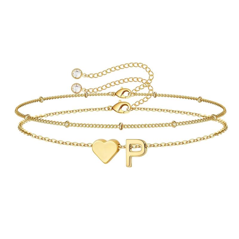 Heart Initial Bracelet - ByHeartJewelry