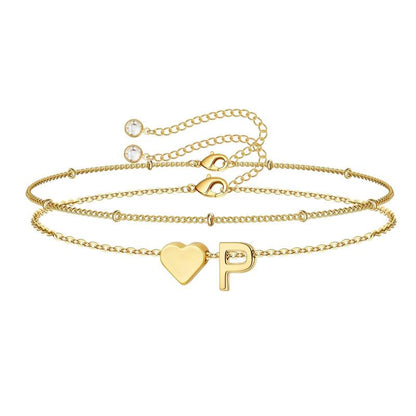 Heart Initial Bracelet - ByHeartJewelry