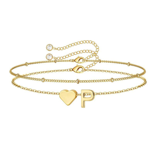 Heart Initial Bracelet - ByHeartJewelry