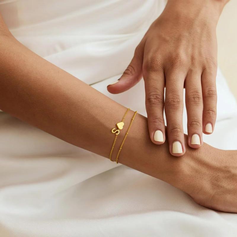 Heart Initial Bracelet - ByHeartJewelry