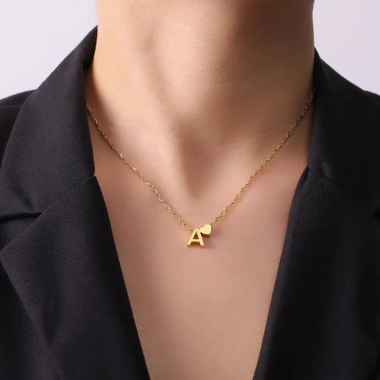Heart Initial Necklace ByHeartJewelry