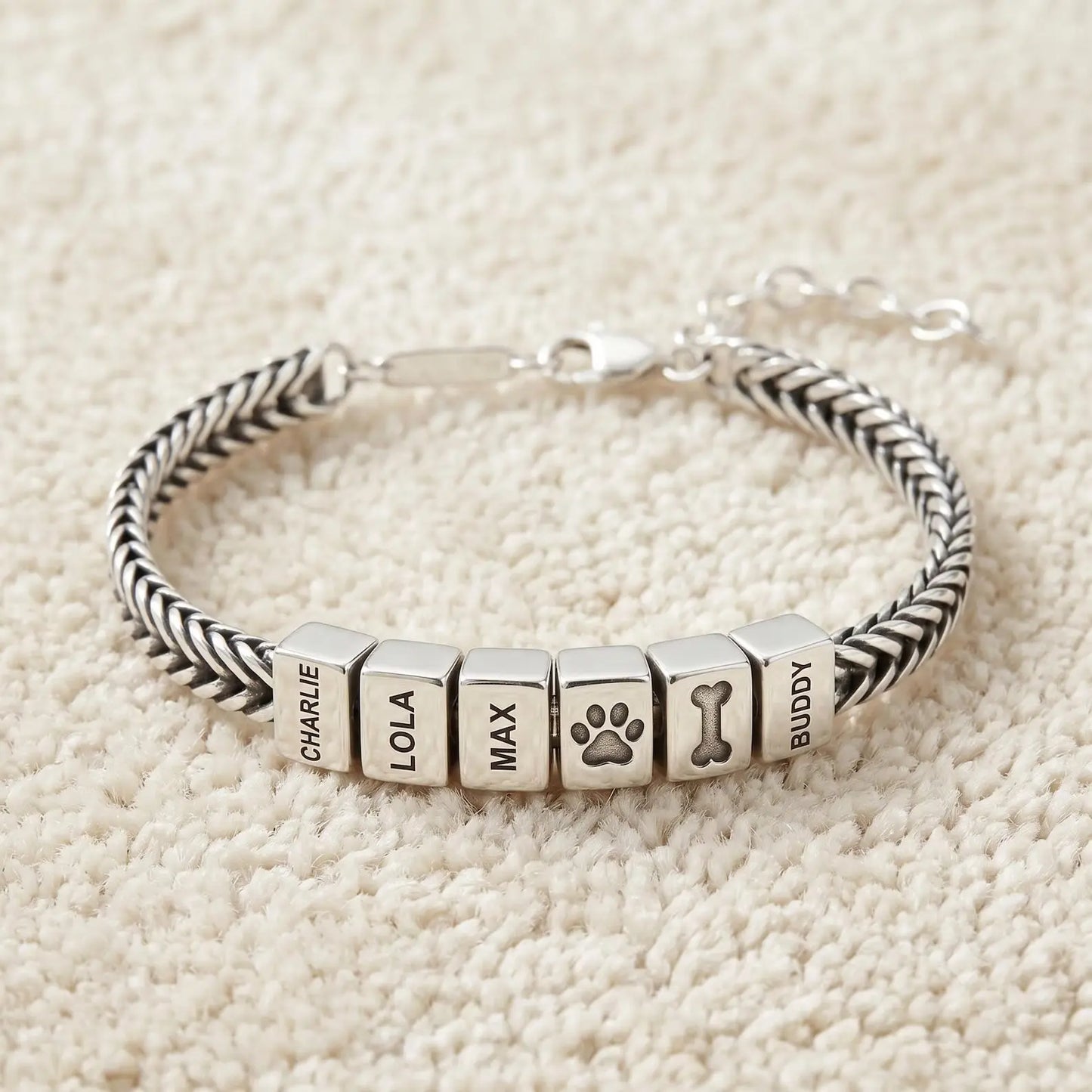 Men's Personalized Paw Print Bracelet — Custom Pet Names