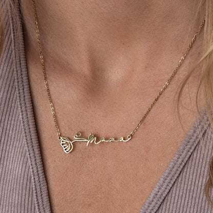 Custom Birth Flower Name Necklace - Image 8