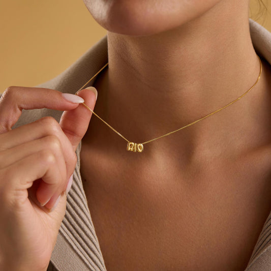 Tiny Balloon Letter Name Necklace ByHeartJewelry