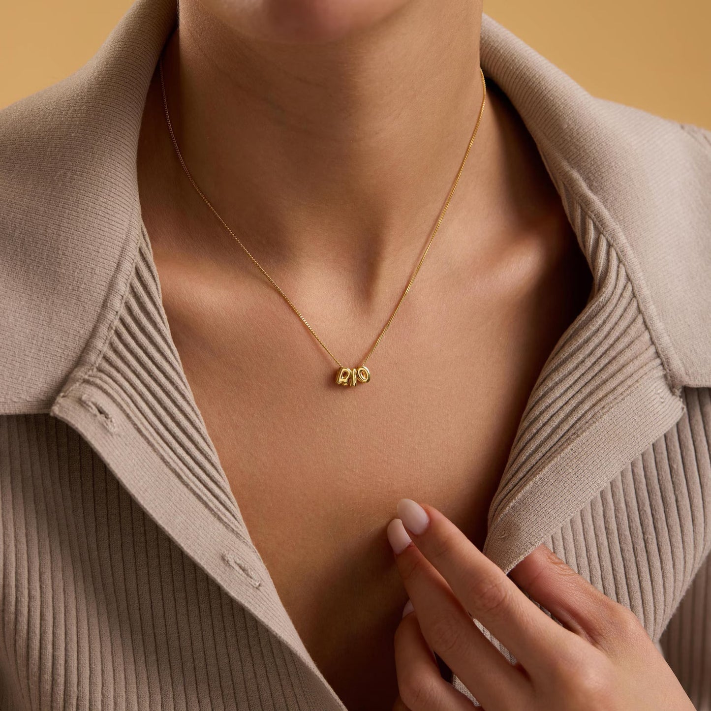 Tiny Balloon Letter Name Necklace ByHeartJewelry