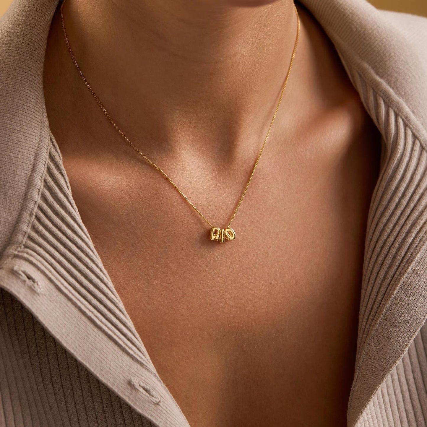 Tiny Balloon Letter Name Necklace ByHeartJewelry