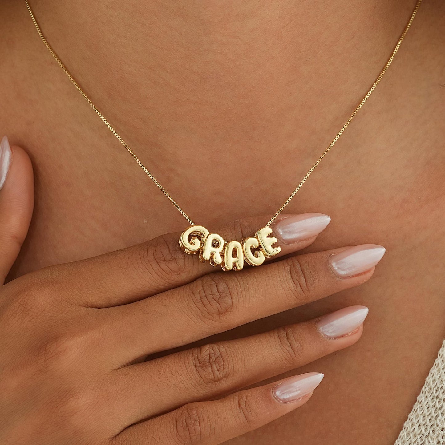 Tiny Balloon Letter Name Necklace ByHeartJewelry