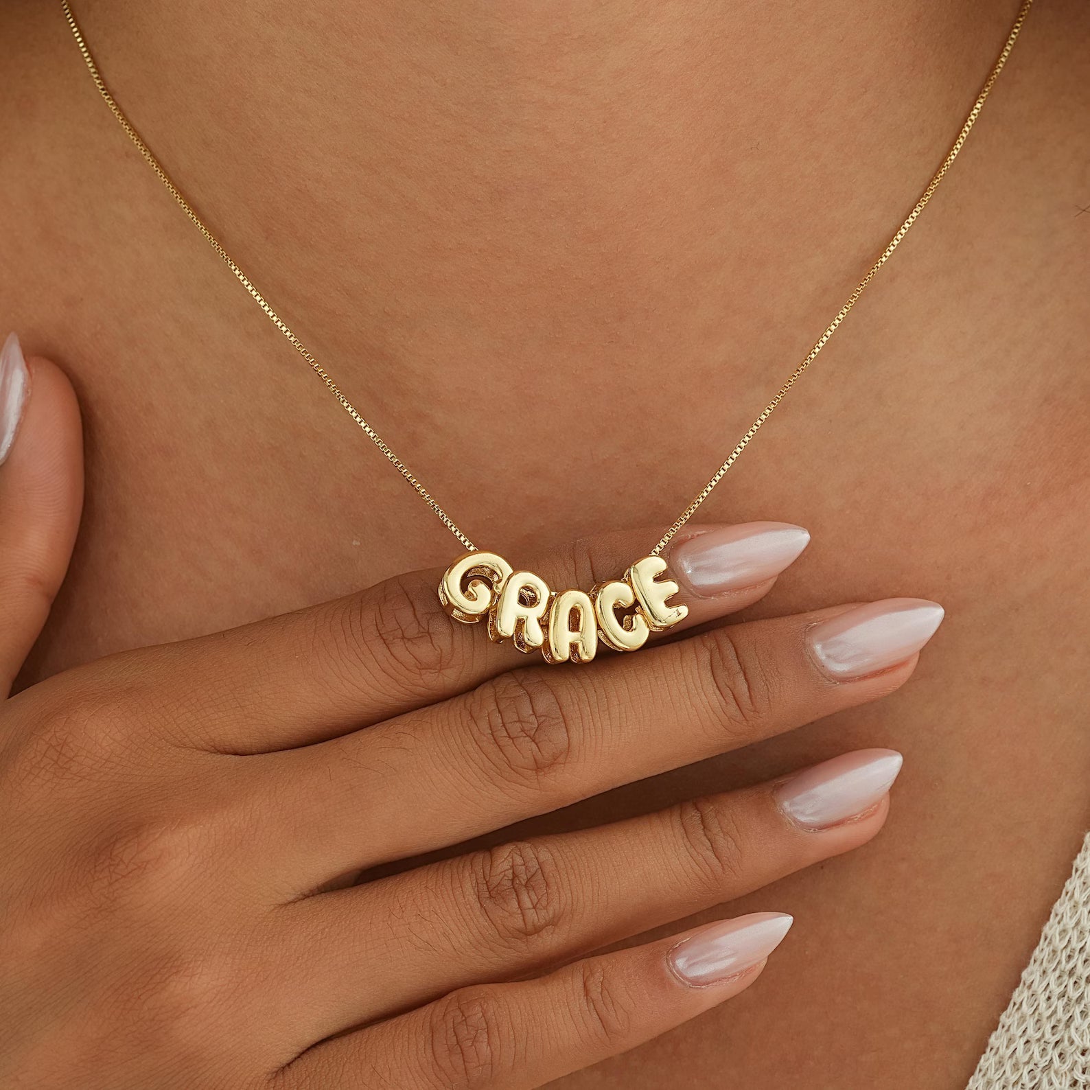 Tiny Balloon Letter Name Necklace ByHeartJewelry