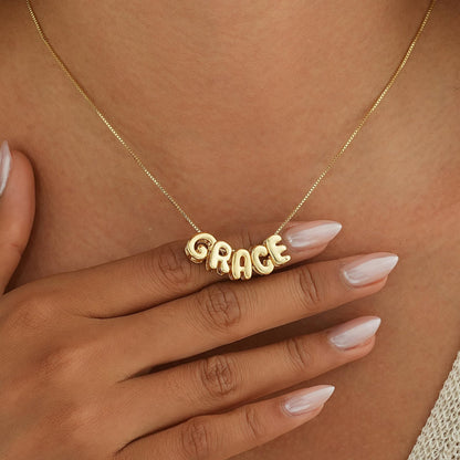 Tiny Balloon Letter Name Necklace ByHeartJewelry