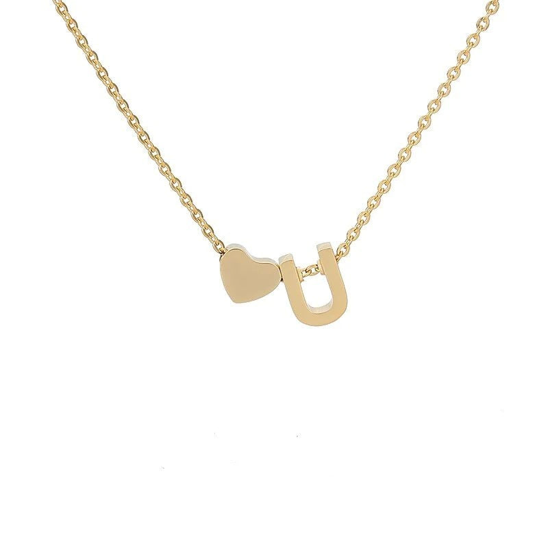 Heart Initial Necklace - ByHeartJewelry