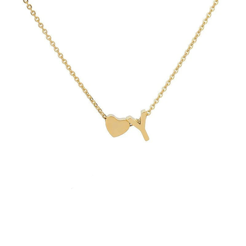 Heart Initial Necklace - ByHeartJewelry