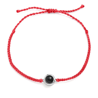 Personalized bracelet with photo - Rød/Sølv