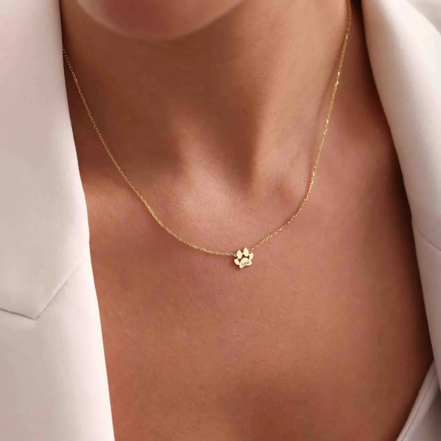 Колие с лапички и име – отделни лапички - Злато / 3