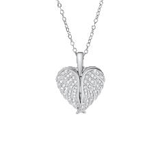 Custom Angel Photo Locket Necklace - Silver