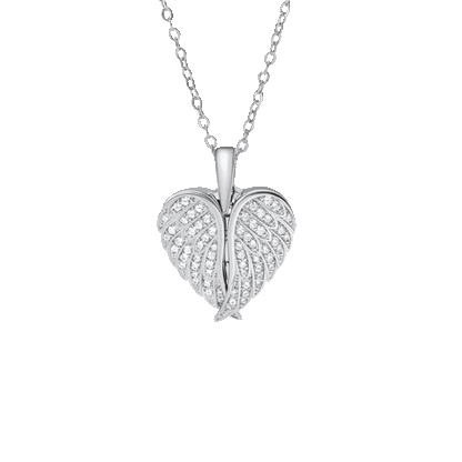 Custom Angel Photo Locket Necklace - Silver