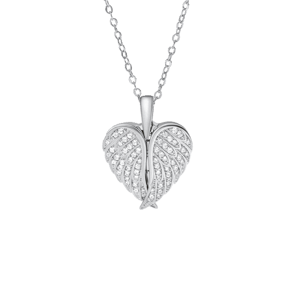 Custom Angel Photo Locket Necklace - Silver