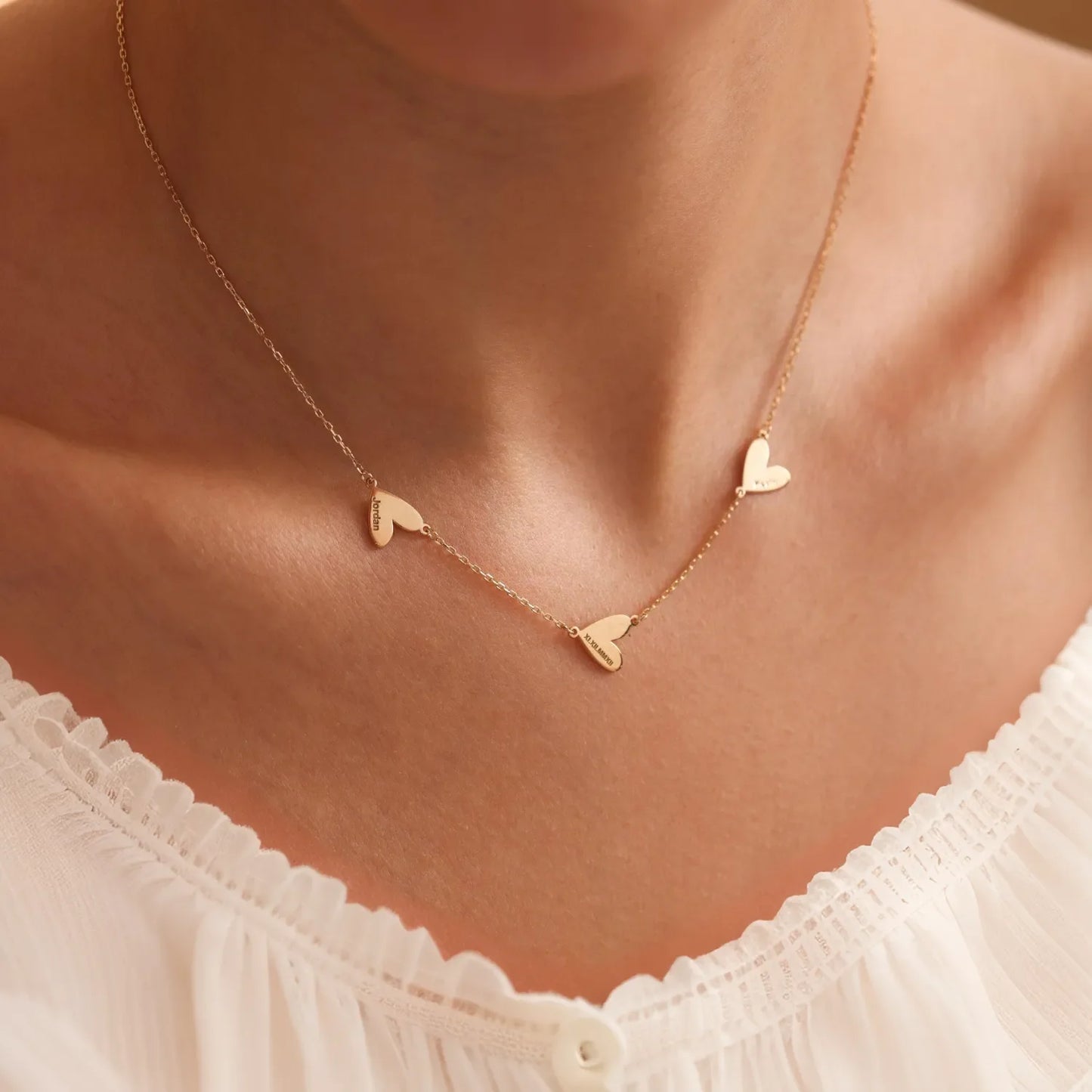 Custom Engraved Heart Necklace - Gold / 4