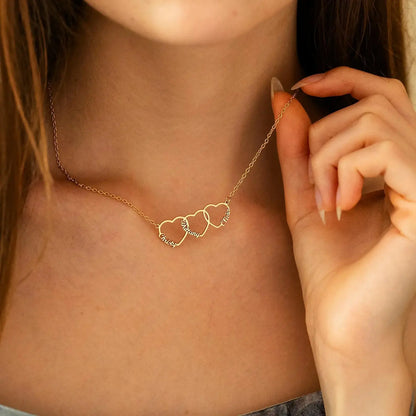 Custom Heart Name Necklace - Gold / 5