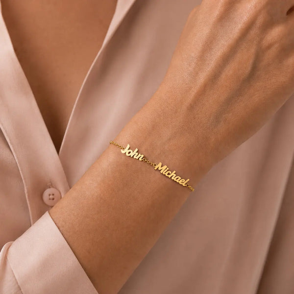 Custom Bubble Name Bracelet - Gold / 2