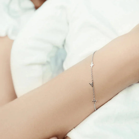 Custom Sideways Initial Bracelet - Gold / 2