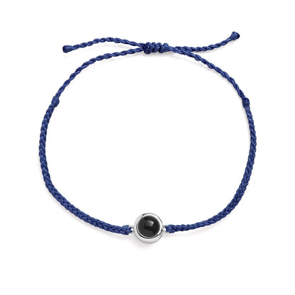 Personalized bracelet with photo - Marineblå/Sølv