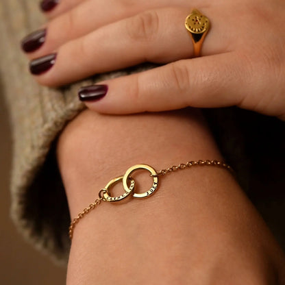 Custom Ring Name Bracelet - Rose Gold / 7